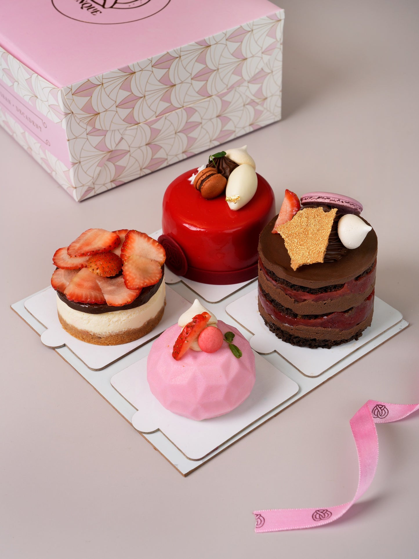 Strawberry Special Assorted Box of 4 Mini Cake